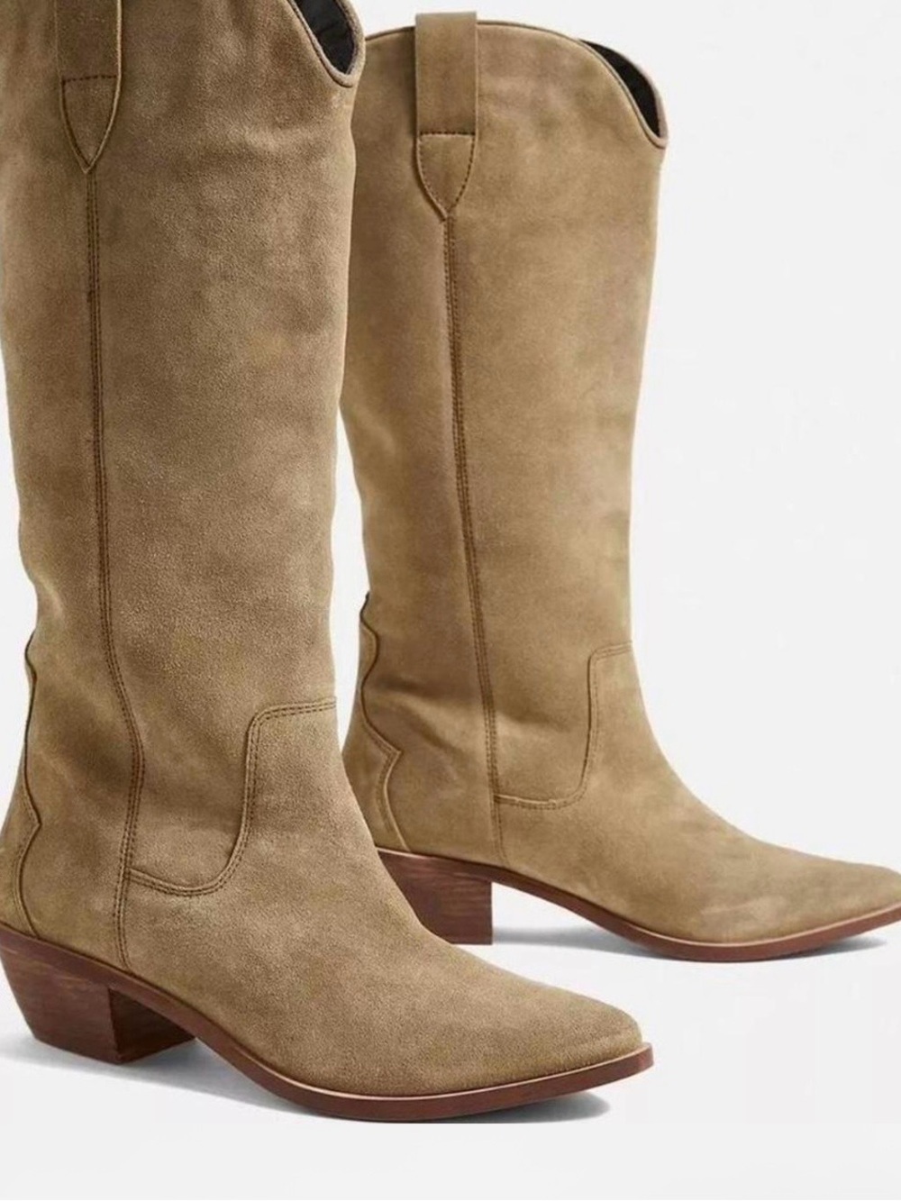 Urban Outfitters Sierra Suede Taupe Western Cowboy Boots